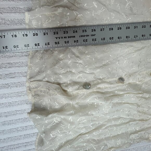 Christy Allen Womens Top Large Ivory Blouse Sleeveless Embroidered Floral NWT - Picture 9 of 10